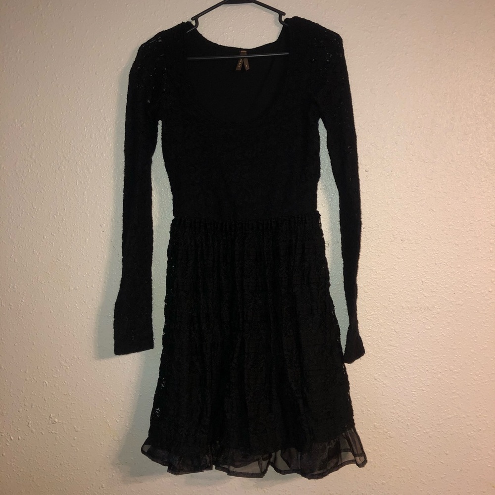 Black Stetson Lace Dress, Size Small , Long Sleeve